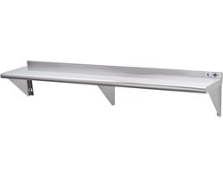 Profeeshaw NSF roestvrijstalen plank 12 "x 72", 350lbs commerciële planken wandgemonteerde metalen rekken met backsplash en 2 beugels voor restaurant, bar, bijkeuken, keuken en garage