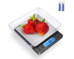 Cuisimax Keukenweegschaal Digitaal met 2 Schalen - 0.1 Gram nauwkeurig - Tarra functie - Precisie weegschaal Keuken