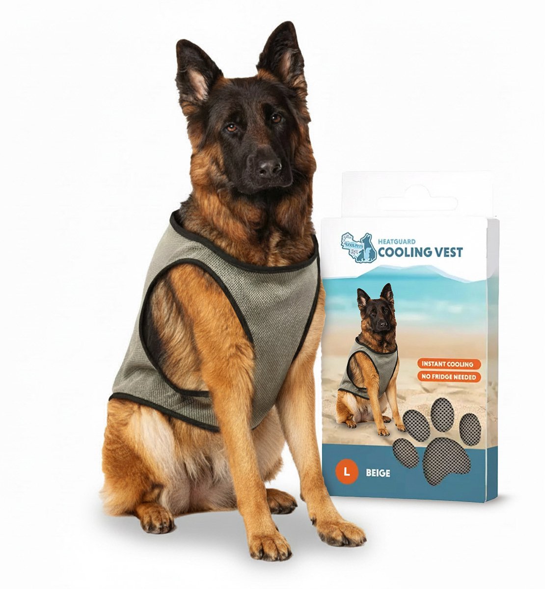 CoolPets Koelvest Hond L - Coolvest - Verkoelende Jas - Ruglengte 35 cm - Cooling Vest - Beige