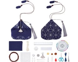 ORIGACH DIY Sashiko Portemonnee Kit met Instructie voor Beginners Volwassenen Eenvoudige Sashiko Kit met Sneeuwvlok Stencil Japanse Sashiko Borduurtas DIY Naaien Tas Geschenken voor Vrienden Moeders