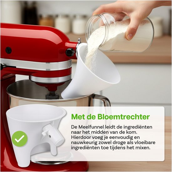 Meeltrechter voor KitchenAid 4,5–5 Quart Tilt-Head Stand Mixers Artisan & Classic Series van MMOBIEL - Anti-Spat Opzetstuk, Hands-Free, Voor Droge & Vloeibare Ingrediënten - Vaatwasmachinebestendig van Merkloos — afbeelding 4