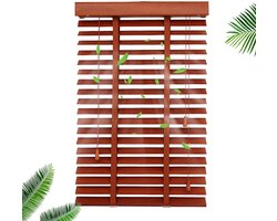 Houten Jaloezieën - Venetian Blinds - Raambekleding - Natuurlijk Massief Hout - 110x120cm