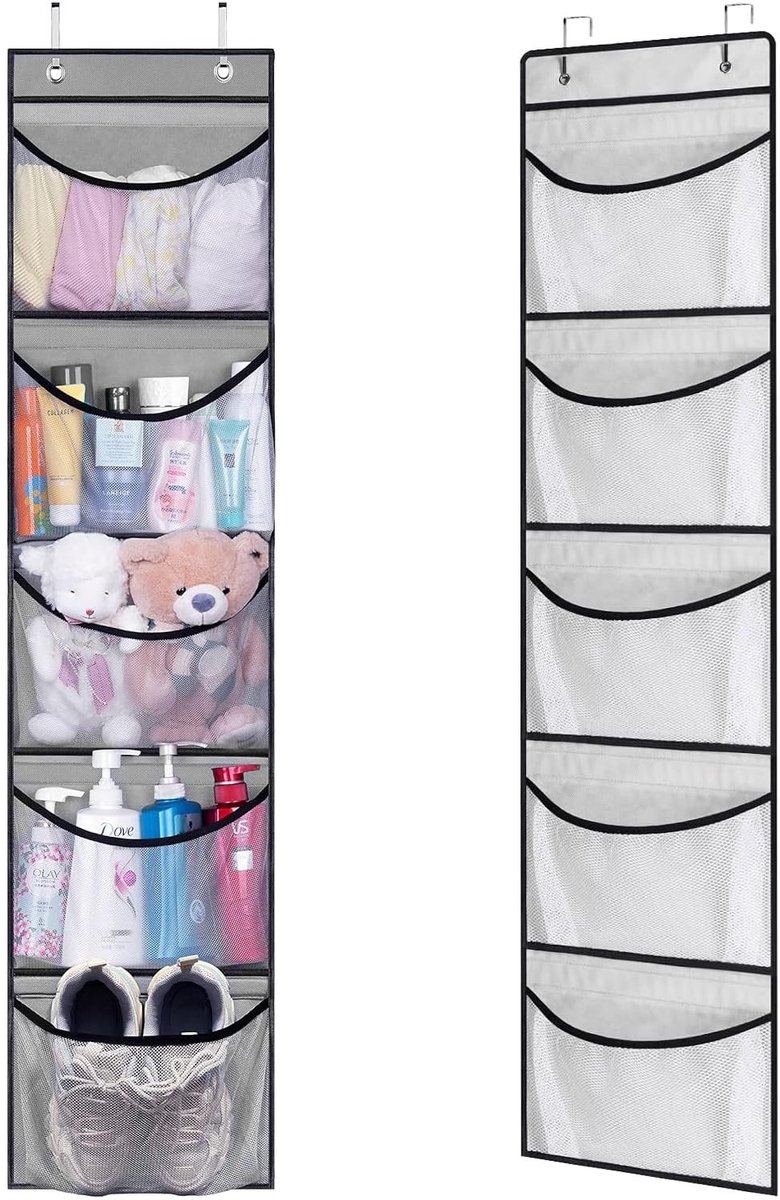 Cosensi - Hanging Shelf - Deur Organizer - Handig voor badkamer en kast - 5 Mesh Pockets - Efficiënt voor ruimtebesparing - Geschikt voor diverse d...