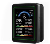 10-in-1-deeltjesmeter – geschikt voor binnenshuis – multifunctionele alles-in-één-meter – oplaadbaar via USB – CO₂-meter, luchtkwaliteitsmeter, vochtigheidsmeter, temperatuurmeter, koolstofmeter