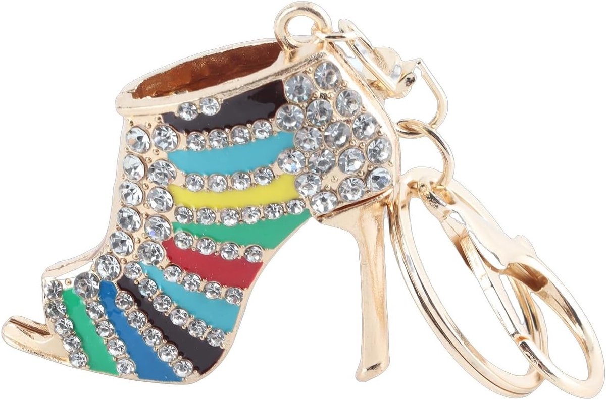 Elegante Sleutelhanger in de Vorm van een Hoge Hak met Sprankelende Kristallen en Uniek Ontwerp voor Fashion Lovers