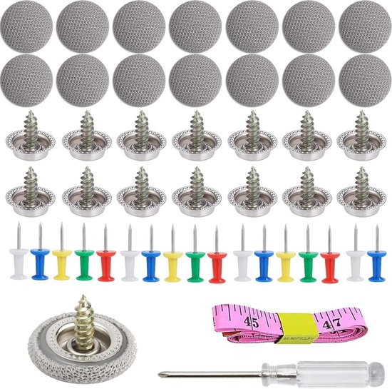 Reparatieset voor dakhemel, universeel, reparatieklinknagels/knoppen + spelden, schroevendraaier, complete autohemelreparatieset voor alle automodellen (Grid Black) — afbeelding 2