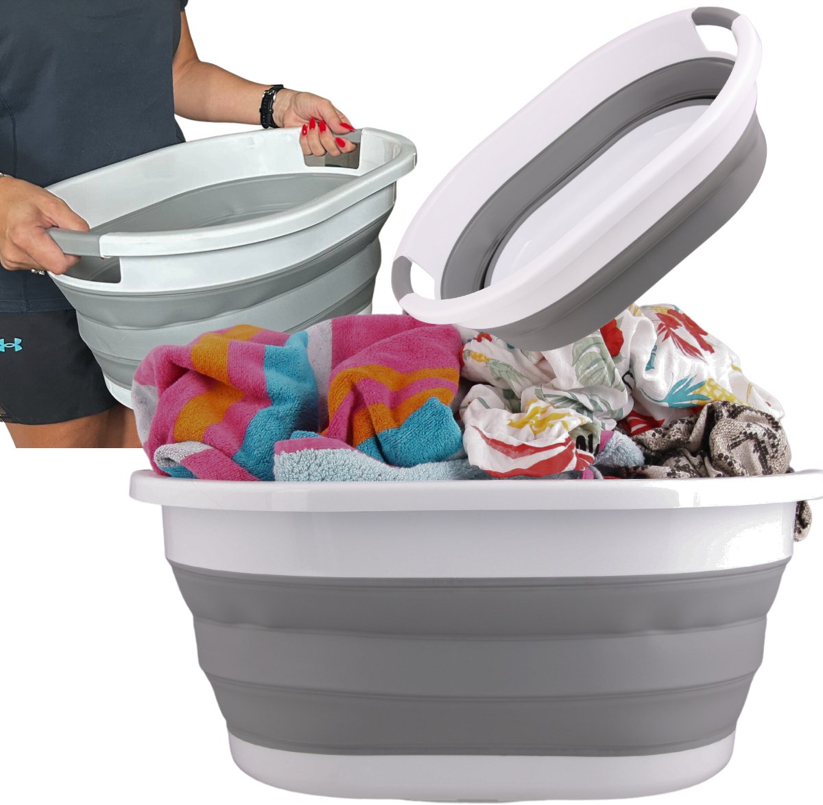 Mona Serie - Opvouwbare Wasmand - 25L - Antislip Handgrepen - Compact Ontwerp