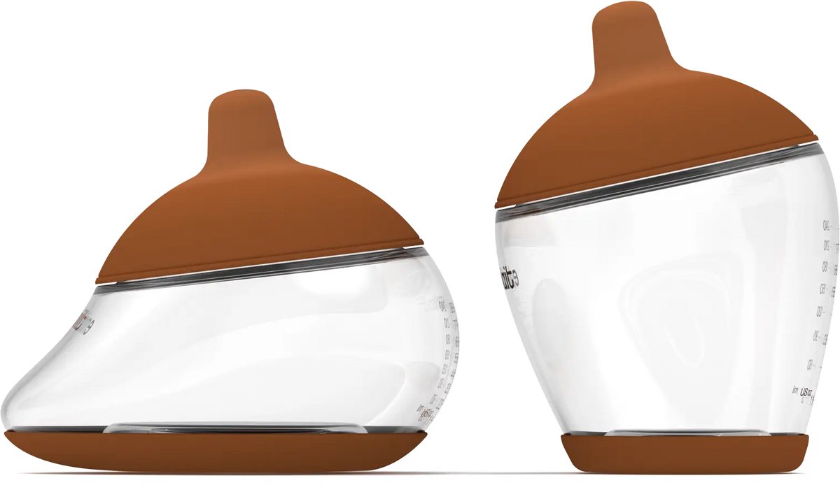Emulait Starterkit - Classic Babyfles + Anatomy Babyfles - Kleur: Deep - Maat: 4 - 240 ml - Incl. flessenborstel - borstvormig