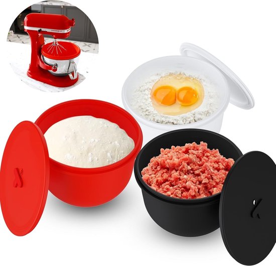 Siliconen Voeringen Mixer - Mixer Kom Bekleding - Beslag Mengen - Hittebestendig Ontwerp - 6QT - Wit van Merkloos — afbeelding 2