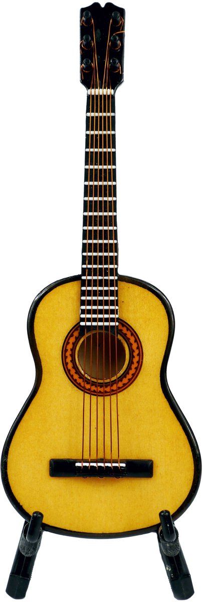 Music Gifts - Miniatuurinstrument akoustische gitaar 13cm - Nauwkeurig detail - Met koffer