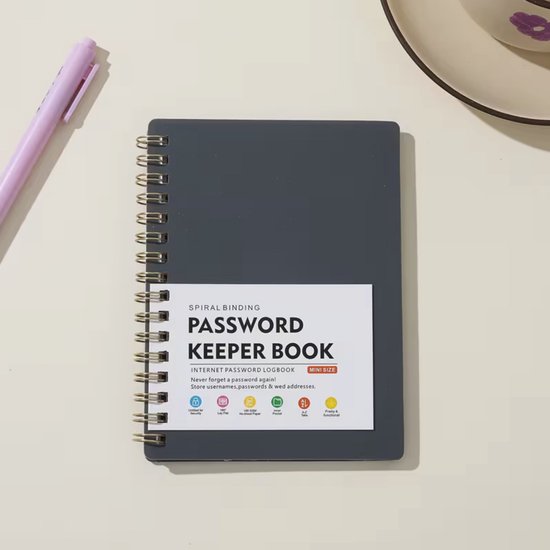 Password boekje / Wachtwoord boekje / Wachtwoord bewaarboekje / Grijs