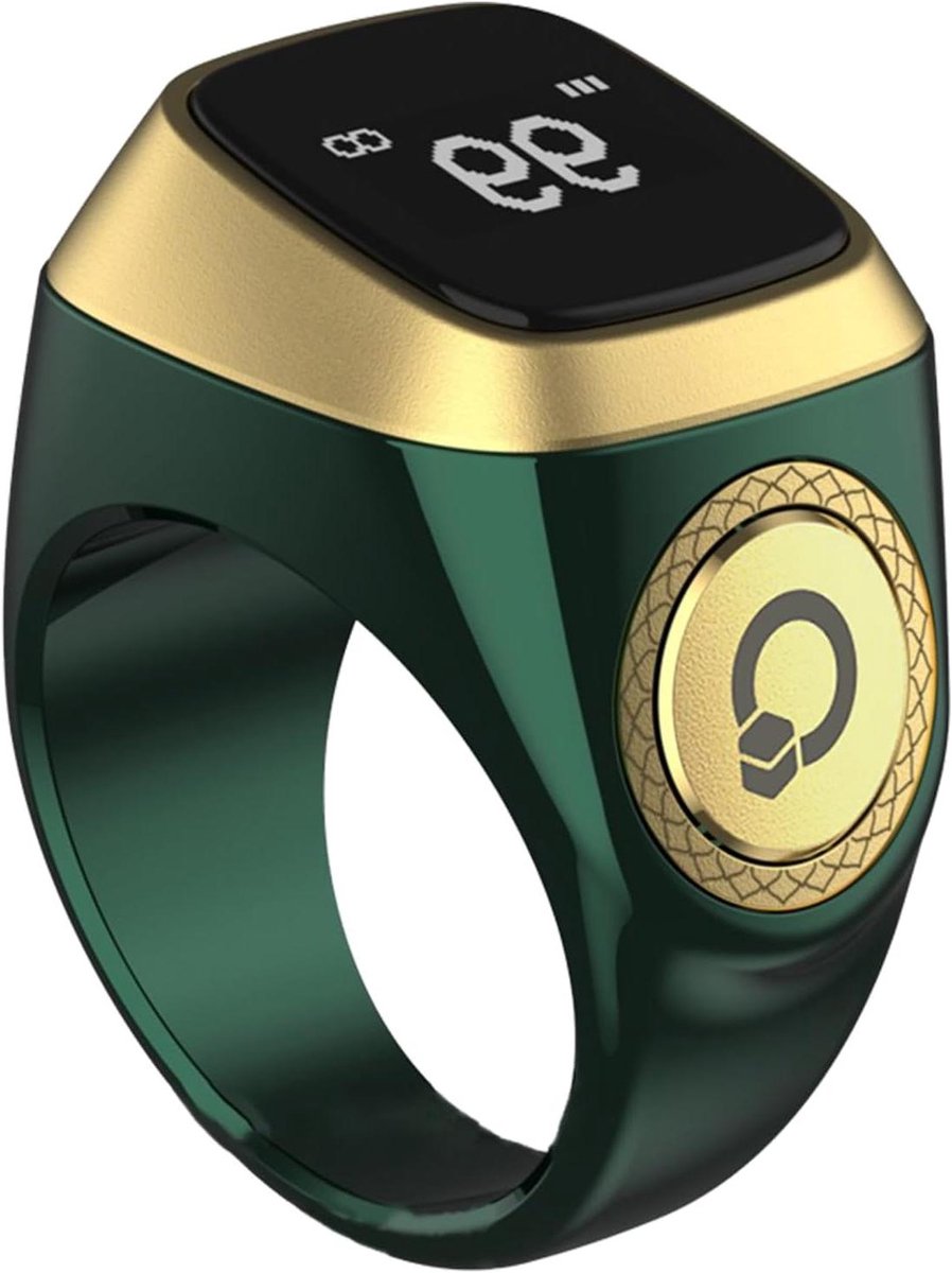 Smart Tasbih Ring - Digitale Zikr Teller - Spirituele Herinnering - OLED Display - 20mm - Groen