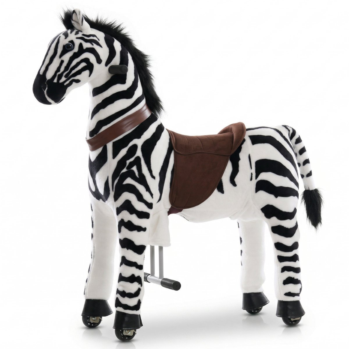 VROOOMY Mechanisch Speelgoedpaard 6 tot 9 jaar – Rijpaard met Realistische Galoppeerbeweging & Zachte Vacht – Speelgoed Zebra met Stuurfunctie & Antislip Wielen – Zonder Batterijen