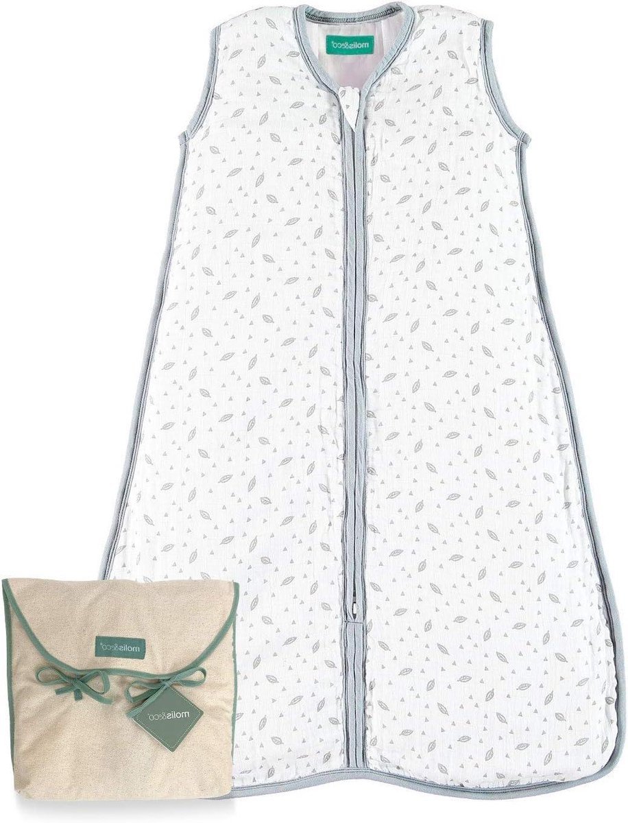 Babyslaapzak Mousseline - Trappelzak Baby - Veilige Nachtrust - Hypoallergeen Ademend - 18-36 maanden - Grey Leaf