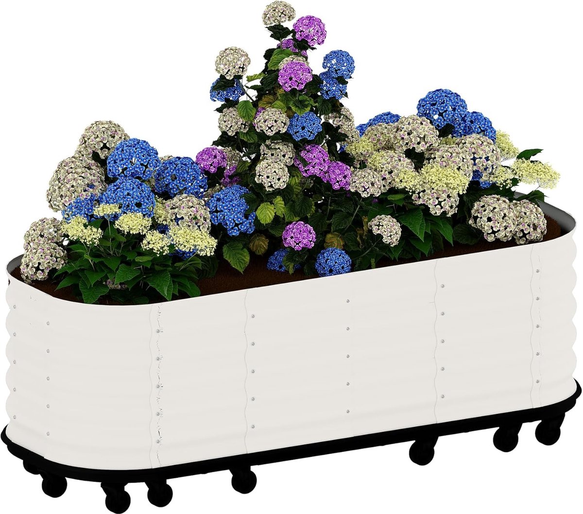 Tuinbak - Zelfwaterende verhoogde tuinbak - Plantbak van gegalvaniseerd staal - 240 x 60 x 50 cm - Crèmekleurig