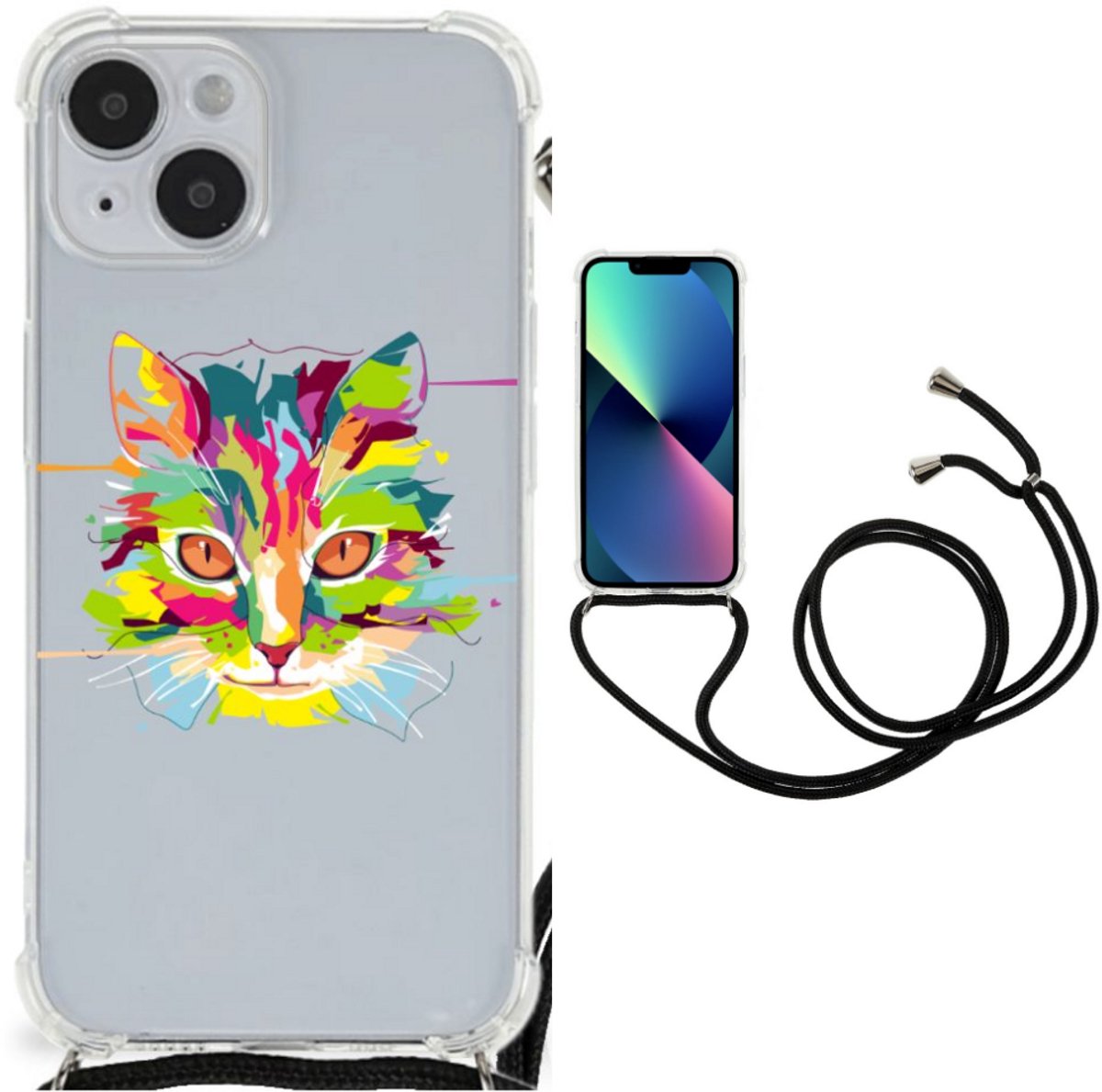 iPhone 14 Plus Stevig Bumper Hoesje Cat Color