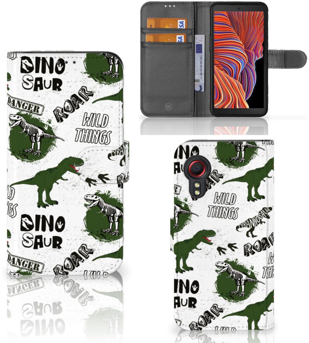 Telefoonhoesje met Pasjes voor Samsung Galaxy Xcover 5 Dinosaurus
