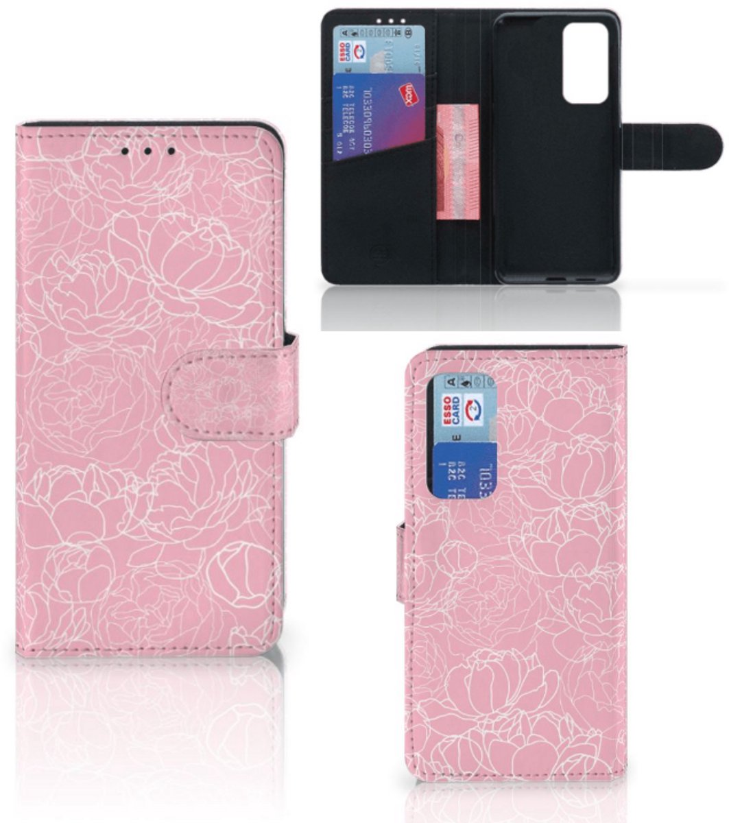 Huawei P40 Hoesje White Flowers