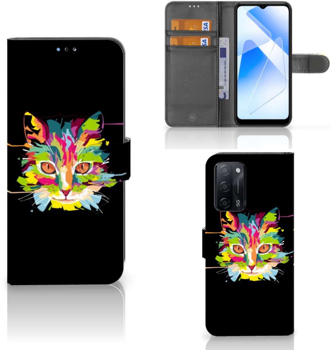 OPPO A16/A16s/A54s Leuk Hoesje Cat Color