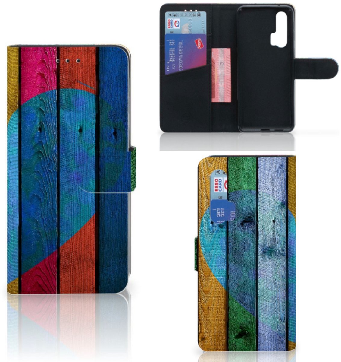 Honor 20 Pro Book Style Case Wood Heart - Cadeau voor je Vriend