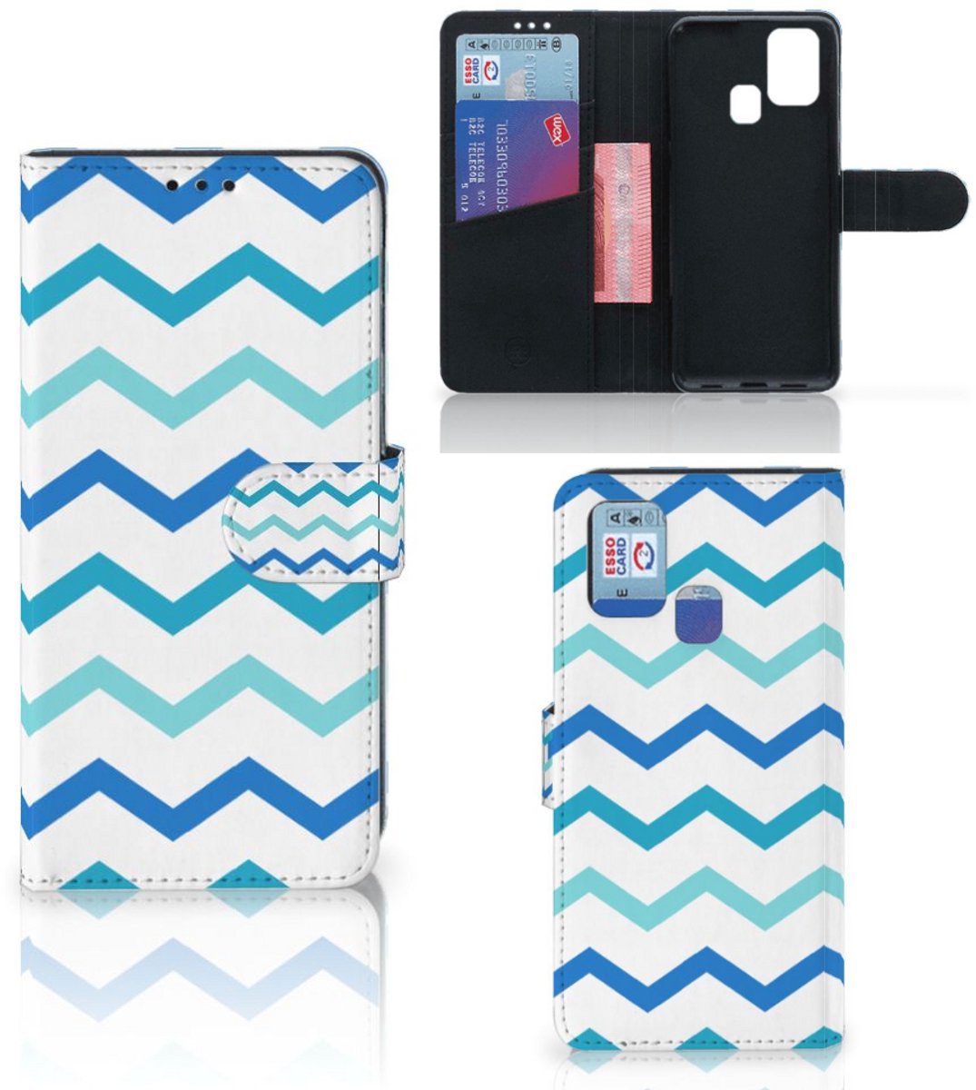 Samsung Galaxy M31 Telefoon Hoesje Zigzag Blauw