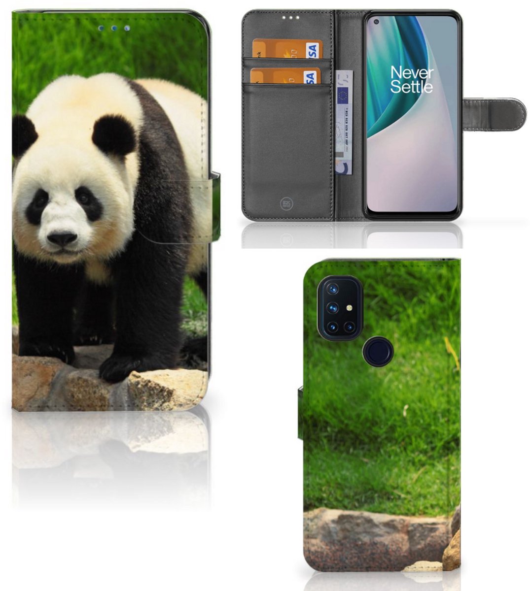 OnePlus Nord N10 Telefoonhoesje met Pasjes Panda