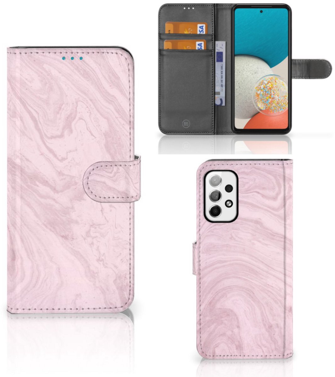 Samsung Galaxy A73 5G Bookcase Marble Pink - Origineel Cadeau Vriendin