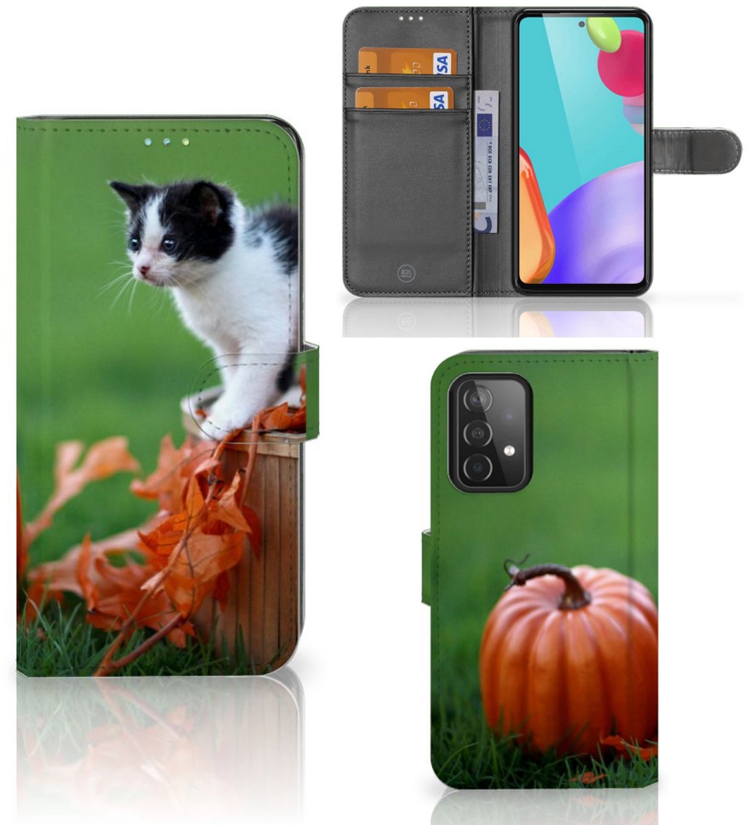 Samsung Galaxy A52 Telefoonhoesje met Pasjes Kitten