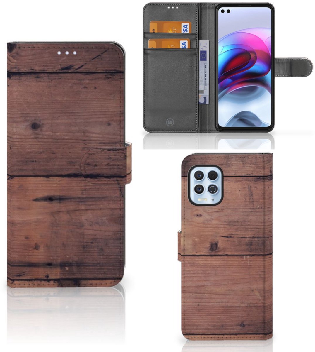 Motorola Moto G100 Book Style Case Old Wood