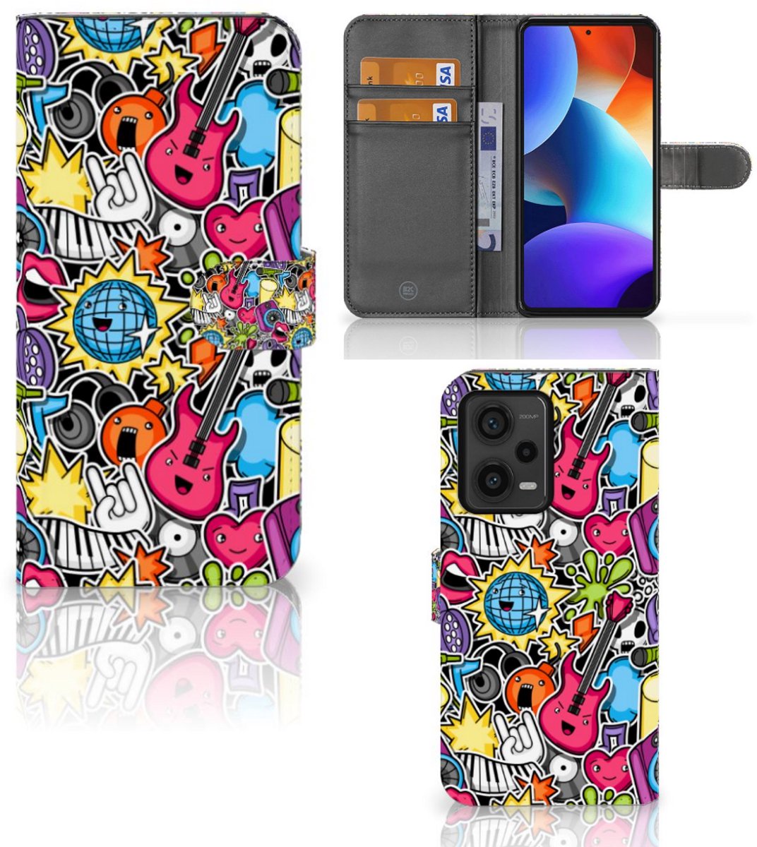 Xiaomi Redmi Note 12 Pro Plus Wallet Case met Pasjes Punk Rock