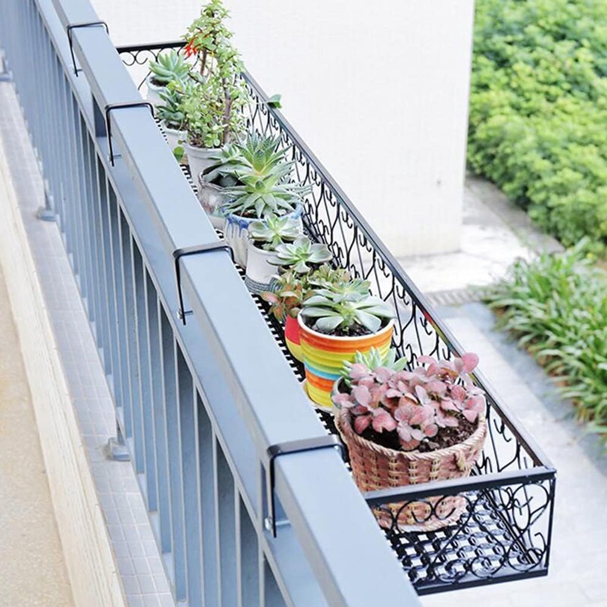 Hangende bloempot rek - Balkon plantenbak - Buiten tuinieren - Eenvoudige plantenweergave - Haak 10.5cm