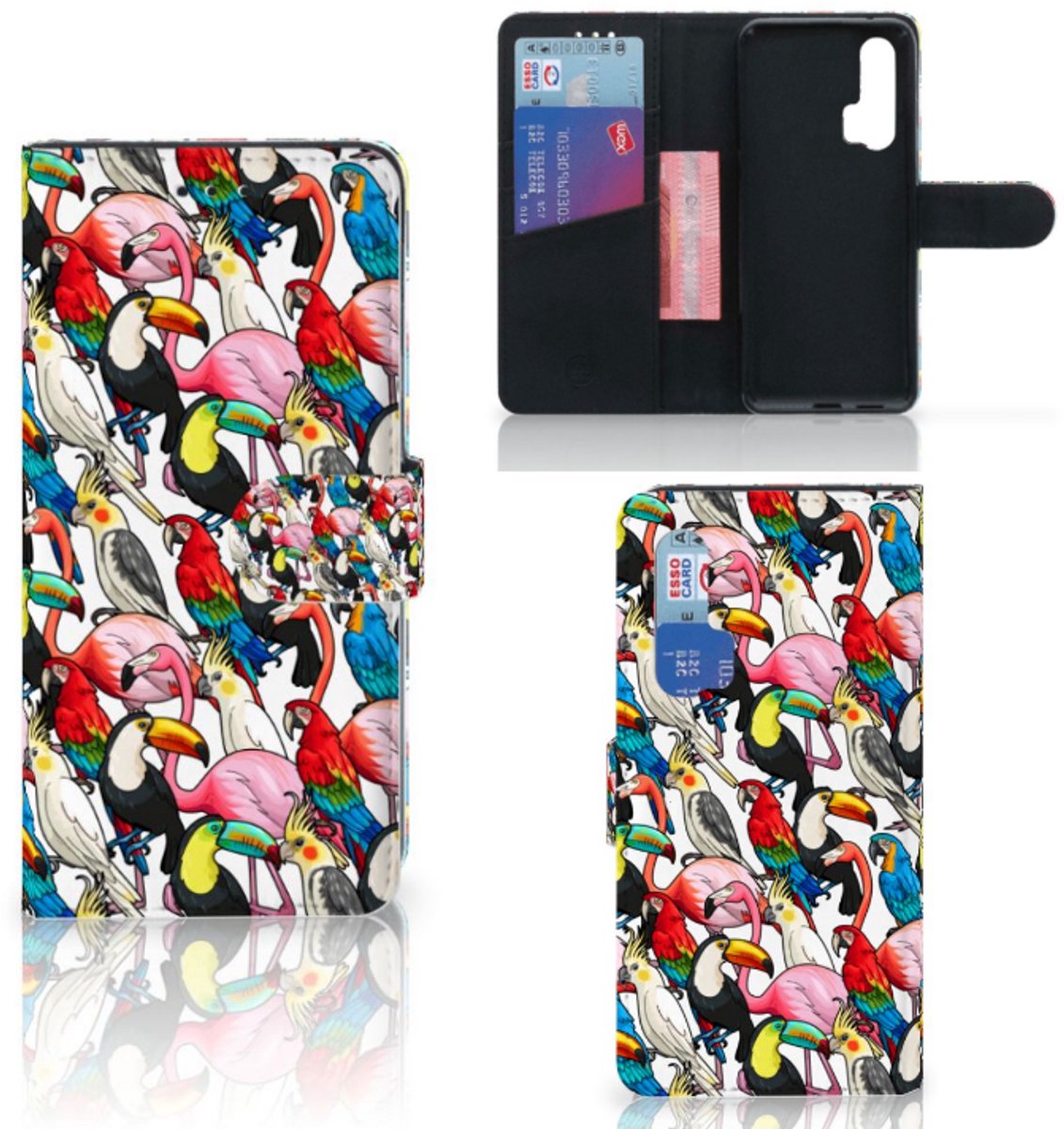 Boekhoesje voor Honor 20 Pro Telefoonhoesje met Pasjes Birds