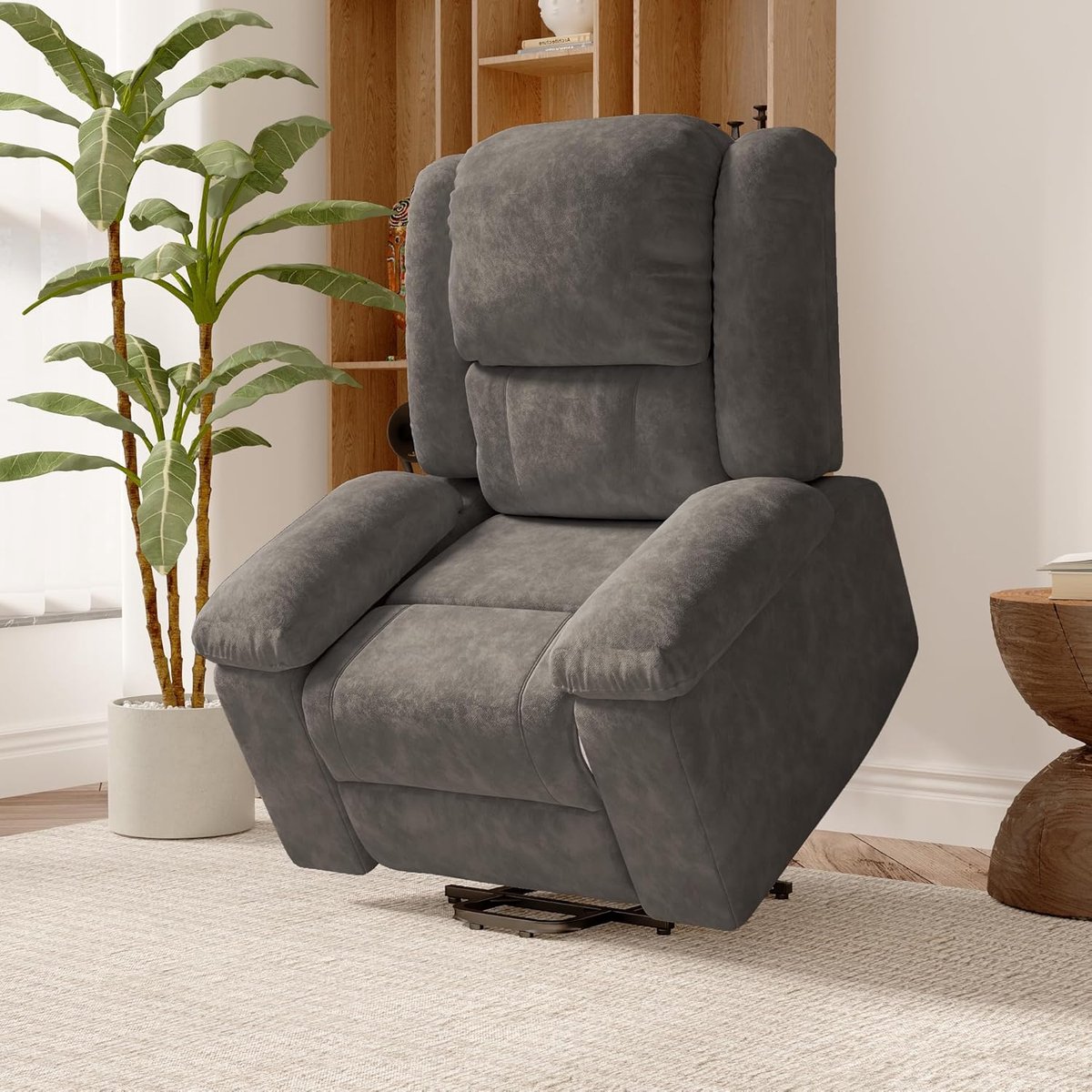 Elektrische Stoel - Relaxfauteuil Opstahulp - Comfortabel Ontspannen - Met Massage Warmte - 93 x 102 x 106 cm - Donkergrijs – foto 3