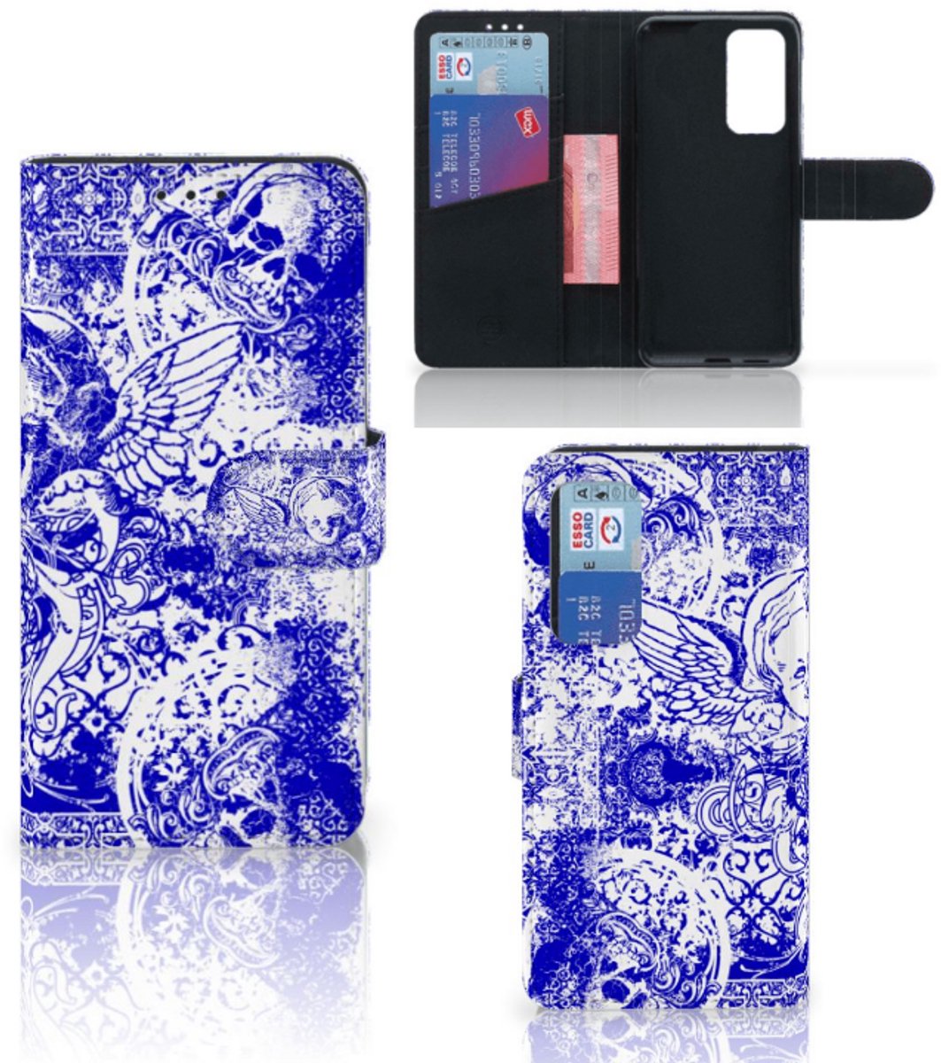 Telefoonhoesje met Naam Huawei P40 Angel Skull Blauw
