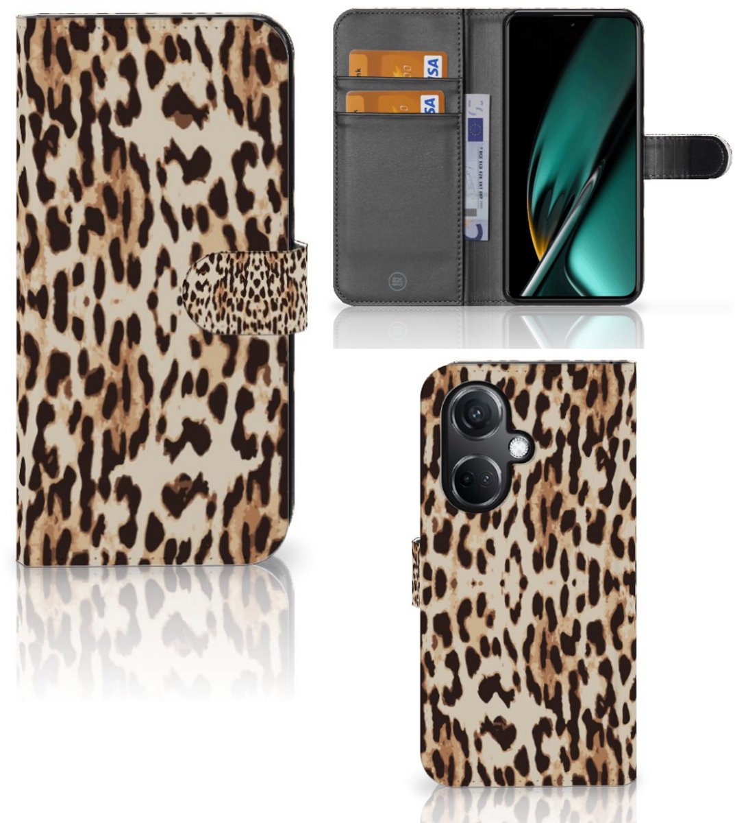 OnePlus Nord CE 3 Telefoonhoesje met Pasjes Leopard