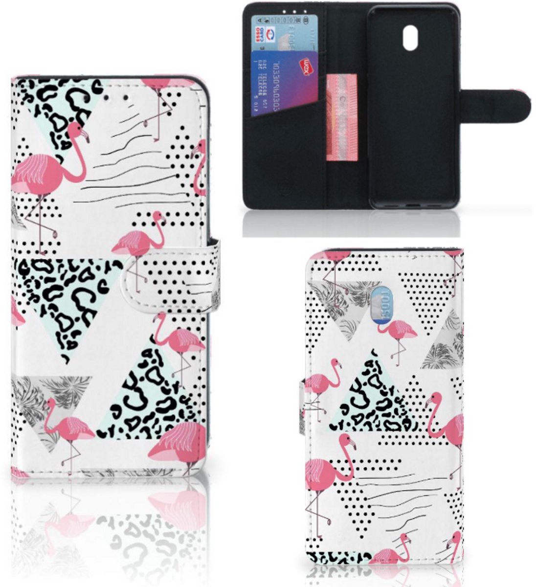 Xiaomi Redmi 8A Telefoonhoesje met Pasjes Flamingo Triangle