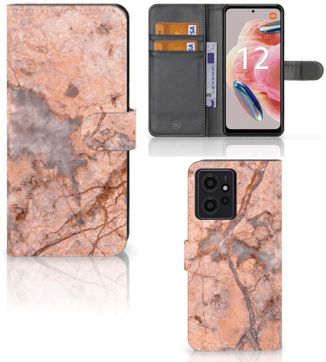 Xiaomi Redmi Note 12 4G Bookcase Marmer Oranje
