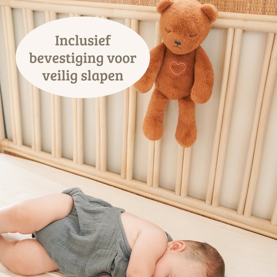 Lulla Bear Slaapknuffel Bruin – met natuurlijke hartslag & ademhaling – Slaaphulp – Werkt tot 12 uur – Hypoallergeen & Wasbaar – Voor Baby, Prematuur & Kind van Lulla doll — afbeelding 3