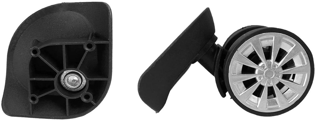 Kofferwielen Vervangen - Reiswielen Set - Koffer Repareren - 4 Schroefgaten - 7 x 6.5 x 9.3 cm - Zwart