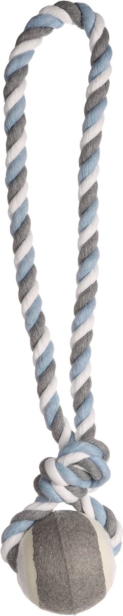 Flamingo Jim - Speelgoed Honden - Hs Katoen Jim Trektuig Tennis Blauw/wit/grijs S Dia. 6cm/40cm - 1st - 138483 - 1st