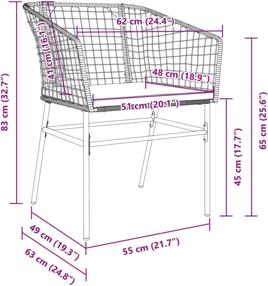 Tuin Stoelen Set van 2 – ABTkantoor Luxe Polyrattan Tuinstoelen met Bruine Kussens – Weerbestendige Tuinstoelen met Armleuningen – Comfortabele Outdoor Stoelen voor Tuin, Balkon & Terras – Bruin
