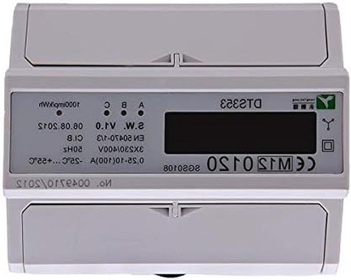 Draaistroommeter Krachtstroom - Stroommeter kWh kW - Energieverbruik Monitoren - Digitaal DIN-rail Display - 380/400V - Grijs