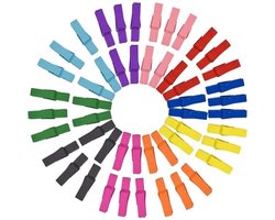 GELLDG Houten Wasknijpers - Mini Klemmen - 10 Kleuren Natuurlijk Hout - Met Roestvrijstalen Veer - 100 Stuks - Geschikt voor Waslijn En DIY Decoratie - Multicolor