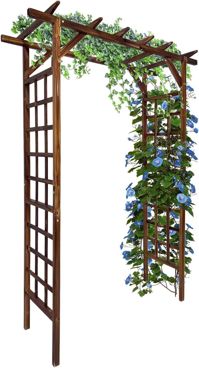 Houten Rozenboog / Tuinboog - 215 cm - Massief Hout - Trellis voor Klimplanten - Decoratieve Pergola voor Tuin, Patio & Bruiloften