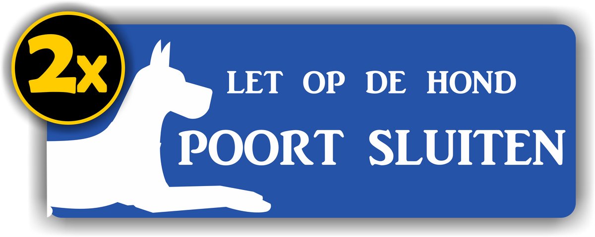 Jerma - Poort Sluiten - Let op de hond - Sticker - 2 st - 18x7 cm - Vinyl - Weerbestendig - Krasvrij
