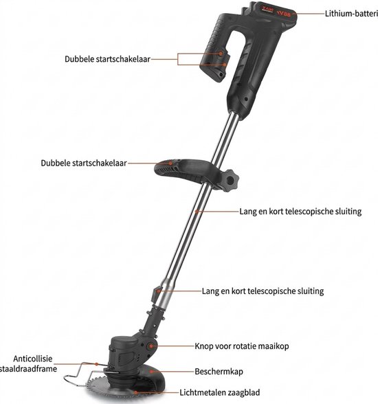 Traumheim®Kantenmaaier - Grastrimmer - Bosmaaier - Incl. 2 accu's en lader - Zwart van Merkloos	 — afbeelding 2