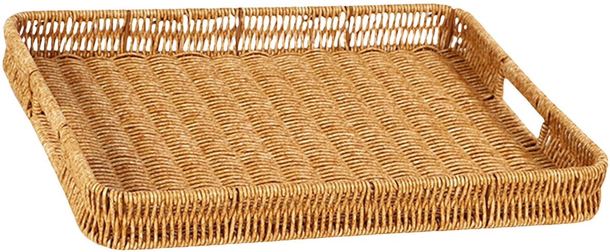 Wilgenhouten opbergmand, woondecoratie, hal, eettafel, handgeweven dienblad, rechthoekig