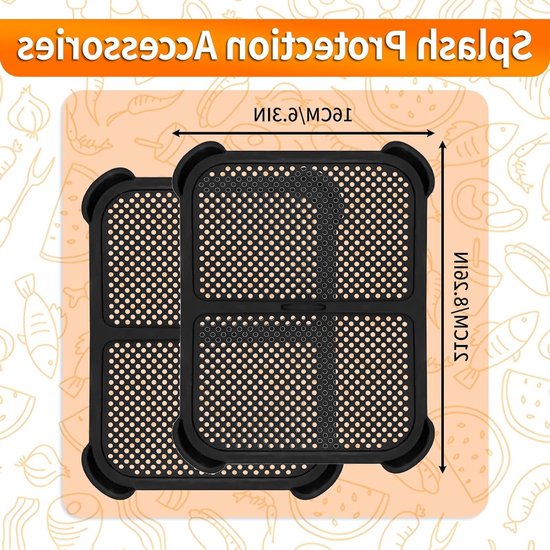 Siliconen Splash Guard voor Airfryer en Heißluftfritteuse, Set van 2, Bescherming tegen Spatten en Vlekken — afbeelding 5