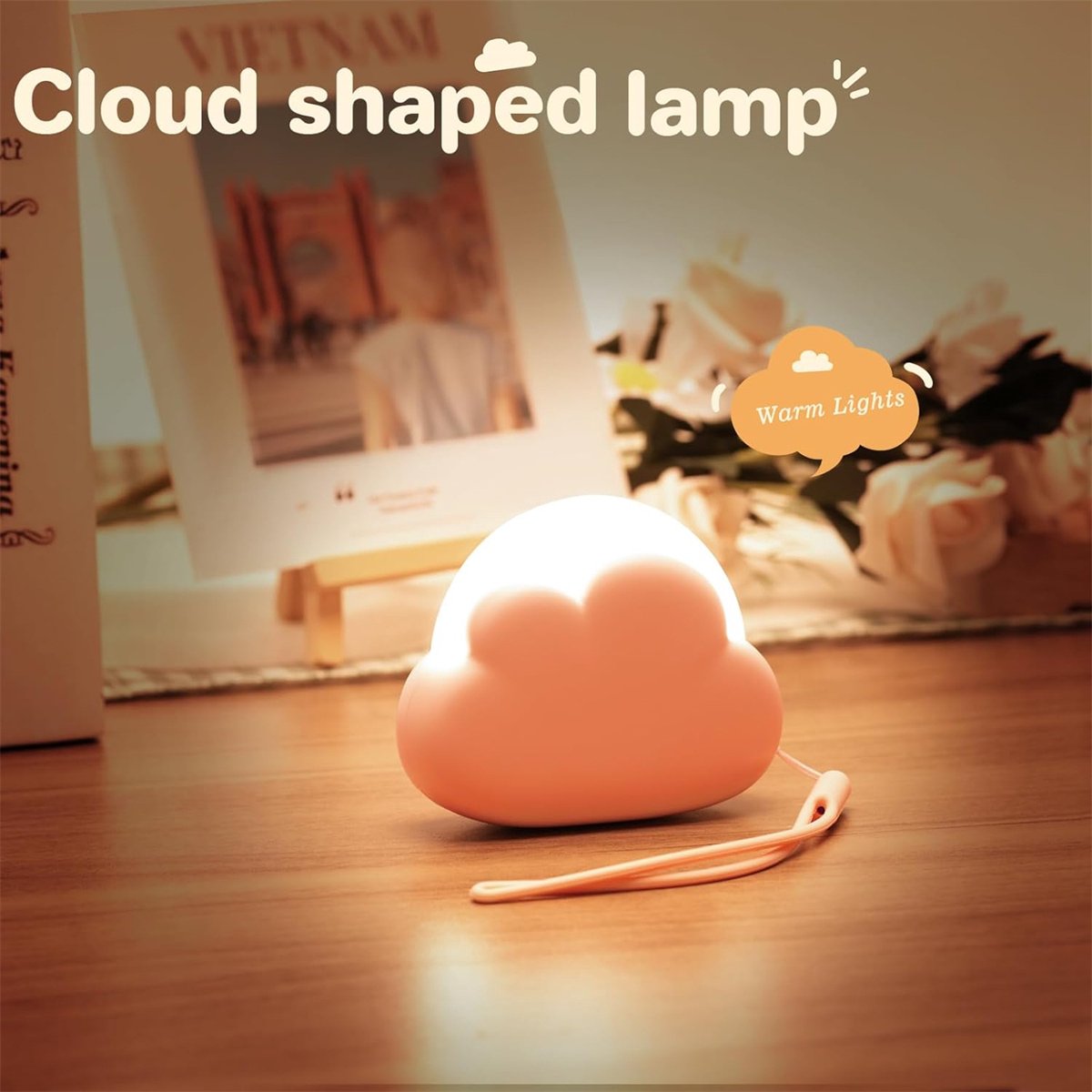 carmdering - Wolken Nachtlicht - Wolk Lamp - LED Nachttischlampe - Draagbaar Design - Zacht Silicone - Veilige Materialen - Ideaal Voor Kinderkamer - 1 Stuks - roze