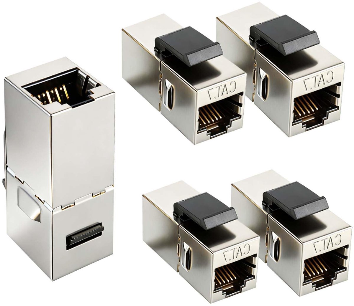 SnelShoppen - 10Gbps RJ45 Coupler Cat7 LAN Ethernet Verlengadapter Netwerkconnector Keystone Coupling (5 Stuks)